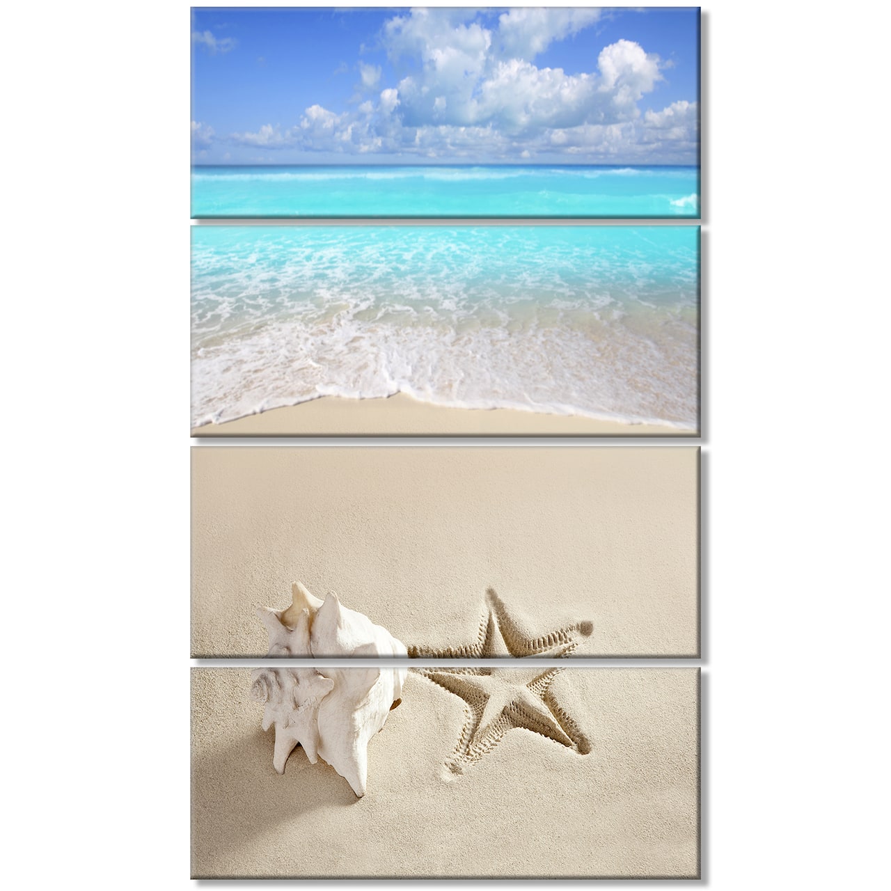 Designart - Caribbean Beach Starfish - Beach Photography Canvas Art Print